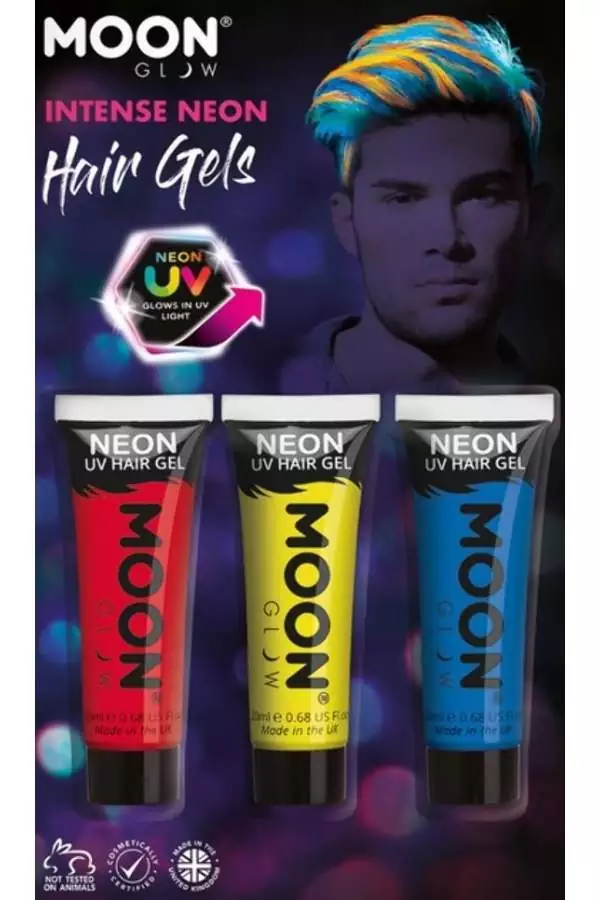 Smiffys 3 Gels UV Néon Rouge, Jaune Et Bleu Intense – Moon Glow