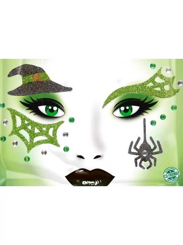 WIDMANN Adhésifs à Paillettes Visage - Sorcière Halloween – Image 2