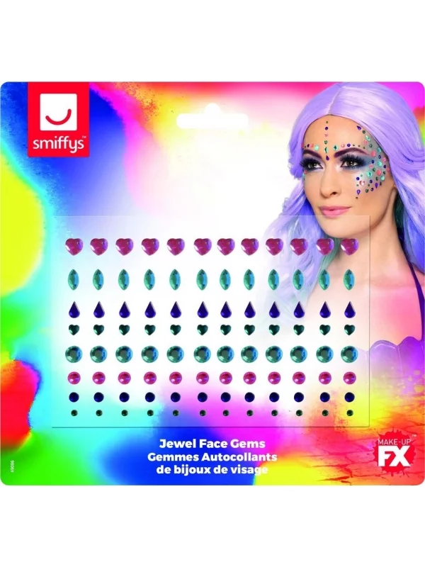 Smiffys Autocollants Bijoux Multicolores Pour Visage â Image 3