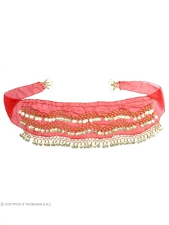 WIDMANN Ceinture/Foulard Pour Danse Orientale Rouge Avec Pièces Or