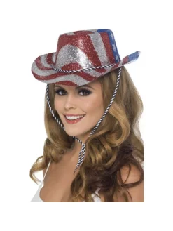 Smiffys Chapeau Cow-boy Paillettes Tricolore