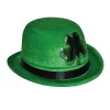 Chapeau Melon Saint-Patrick Velours Vert Avec Trèfle