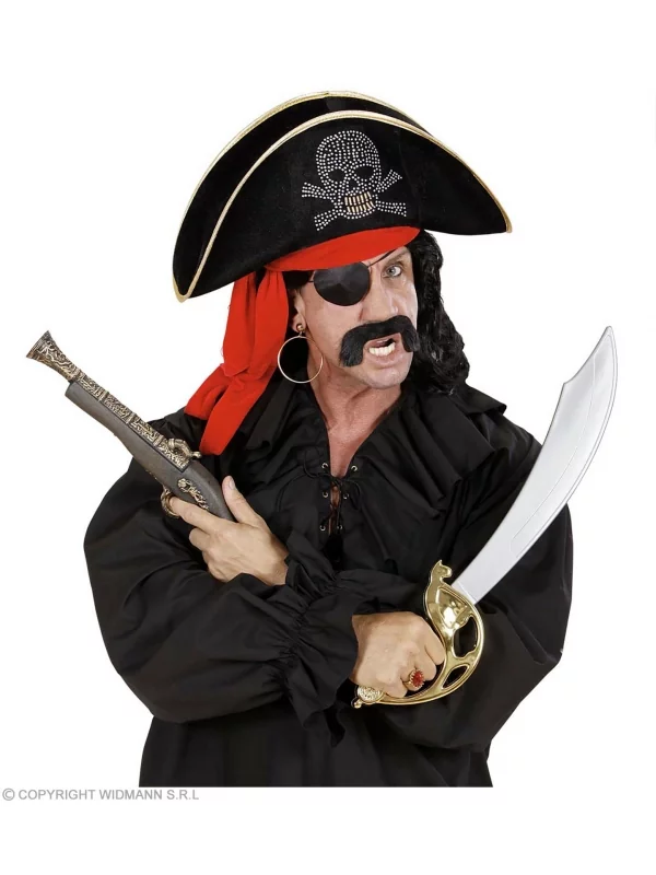 WIDMANN Chapeau Pirate Adulte Mixte (en Velours Noir Et Bandeau Rouge) â Image 2