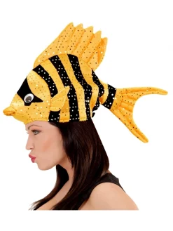 WIDMANN Chapeau Poisson Tropical Orange Et Noir - Adulte