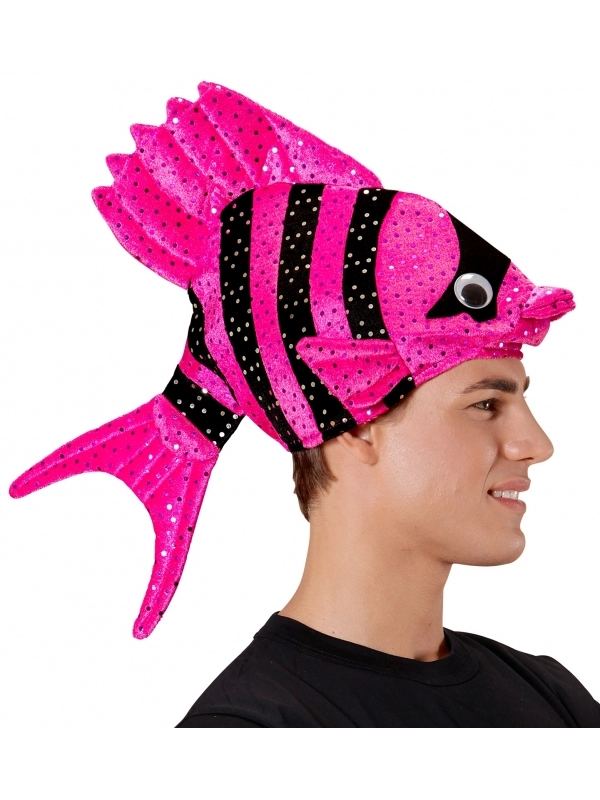 WIDMANN Chapeau Poisson Tropical Rose Et Noir - Adulte