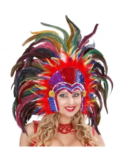 WIDMANN Coiffe Brésilienne Ou Cabret - Sequins Et Plumes Multicolores