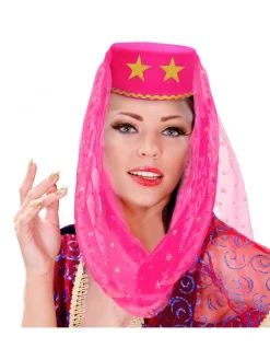 WIDMANN Coiffe Orientale Femme Avec Voile, Rose, Noir Ou Rouge