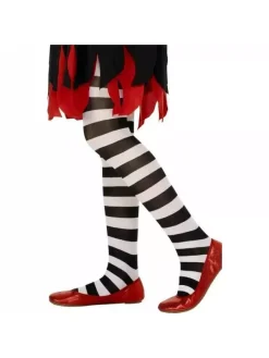 Smiffys Collants Sorcière Enfant Blanc/noir 6/12 Ans