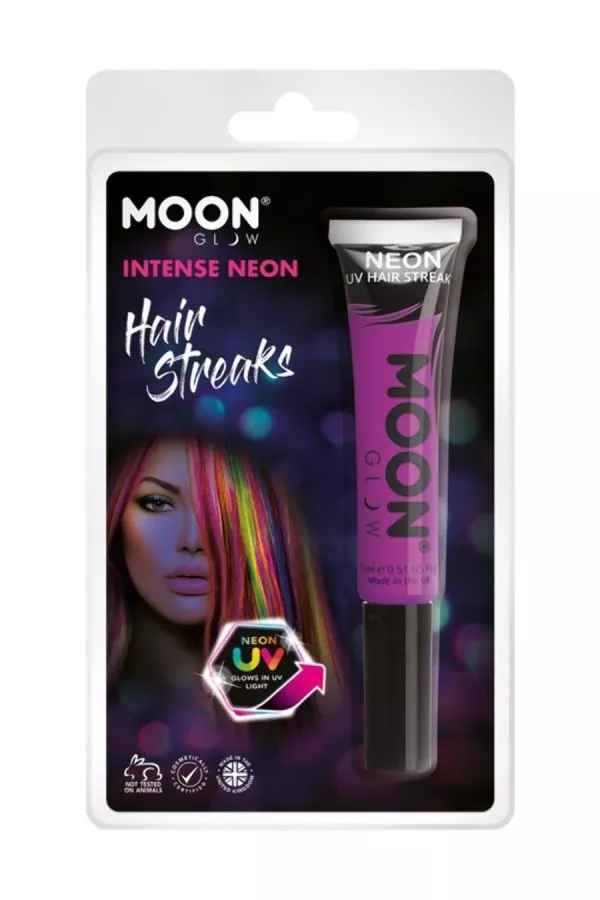 Smiffys Coloration Mèches De Cheveux UV Néon Violet– Moon Glow – Image 3