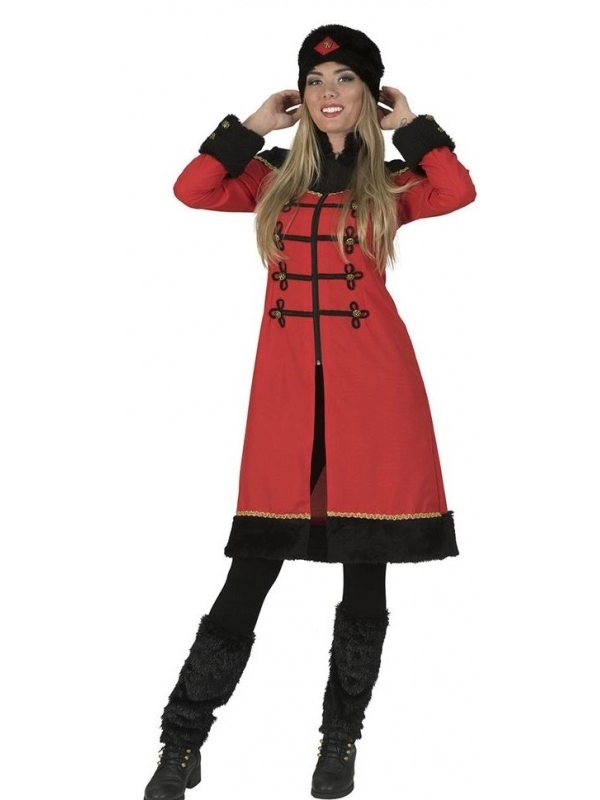 Costume Cosaque Homme Rouge Et Noir Avec Chapka – Image 3