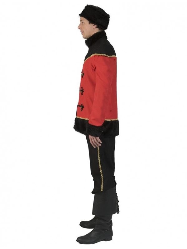 Costume Cosaque Homme Rouge Et Noir Avec Chapka – Image 4