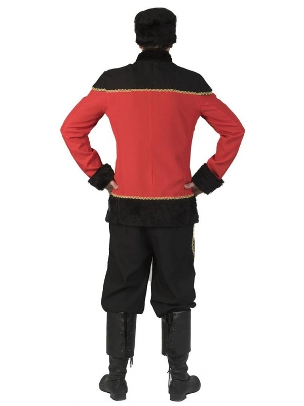 Costume Cosaque Homme Rouge Et Noir Avec Chapka – Image 5