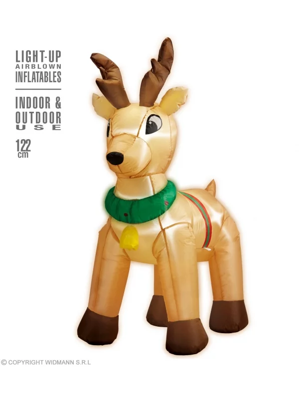 WIDMANN Décoration Renne De Noël Gonflable, Lumineux Avec Ventilateur - 122 Cm - – Image 2