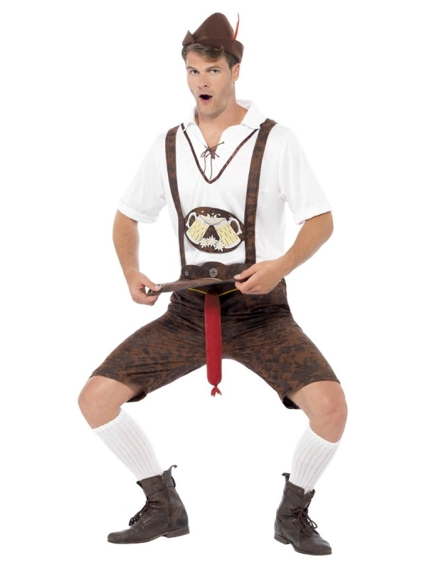 Smiffys Déguisement Bavarois Avec Saucisse (short Avec Bretelles, Chemise, Chapeau)