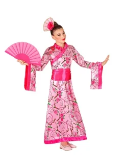 WIDMANN Déguisement Chinoise Enfant Rose (kimono Avec Ceinture, Coiffe)
