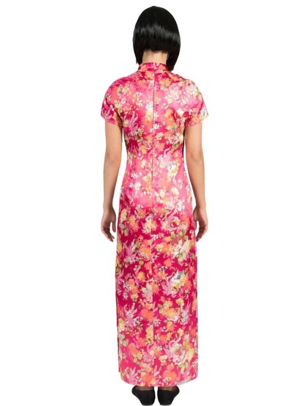 Déguisement Chinoise Femme Rose à Fleurs Du S/M Au L/XL – Image 2