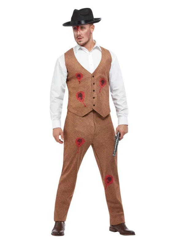 Smiffys Déguisement Clyde Fugueur Zombie, Marron (Gilet, Pantalon, Chapeau Et Pistolet)