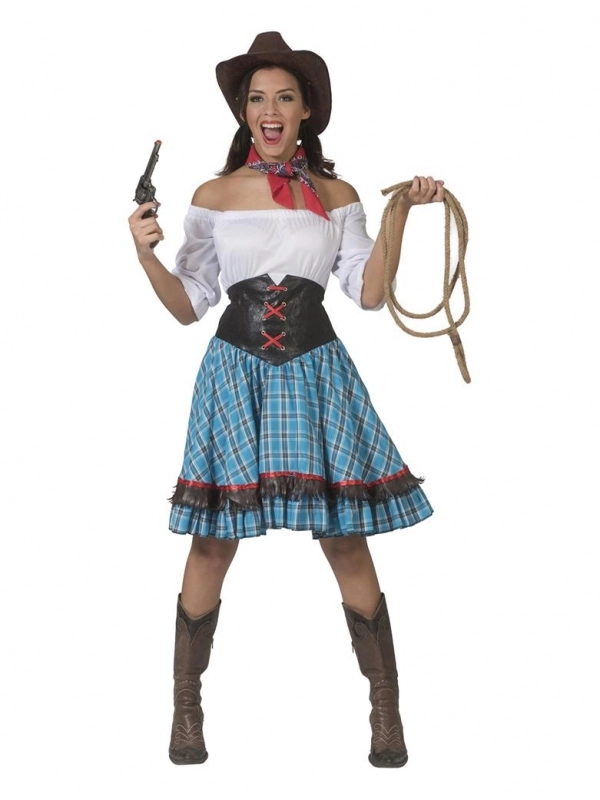 Déguisement Cowgirl Femme Avec Robe Sexy à Carreaux – Image 2
