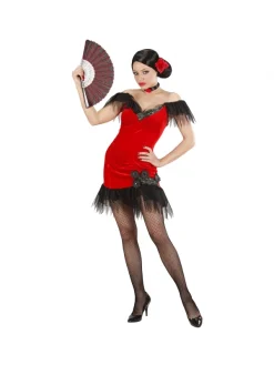 WIDMANN Déguisement Danseuse Espagnole Femme (rouge Ou Noir, Robe Et Collier Avec Rose)