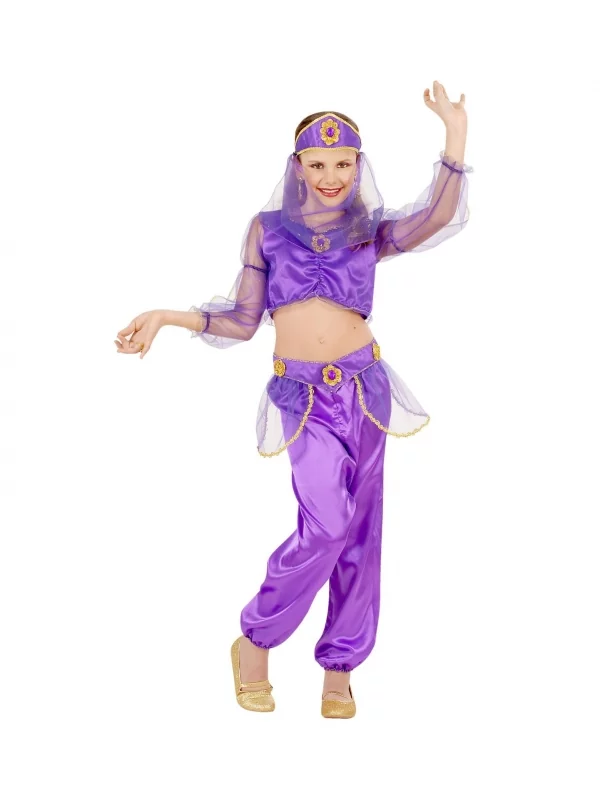 WIDMANN Déguisement Danseuse Orientale Fille, Violet (chemise, Pantalon, Ceinture, Coiffe Avec Voile)