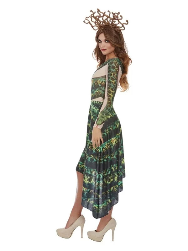 Smiffys Déguisement De Femme Méduse, Vert, (robe Asymétrique évasée Et Serre-tête à Tentacules) – Image 2