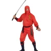 WIDMANN Déguisement Dragon Ninja Rouge Homme (veste à Capuche, Pantalon, Ceinture, Masque, Liens Pour Les Bras Et Les Jambes)