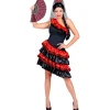 WIDMANN Déguisement Espagnole Femme Rouge Et Noir (robe, Coiffe Avec Voile)