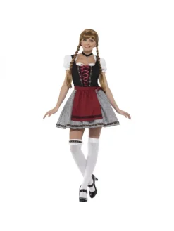 Smiffys Déguisement Femme Bavaroise (robe Courte, Corset En Faux Daim, Haut Et Tablier)