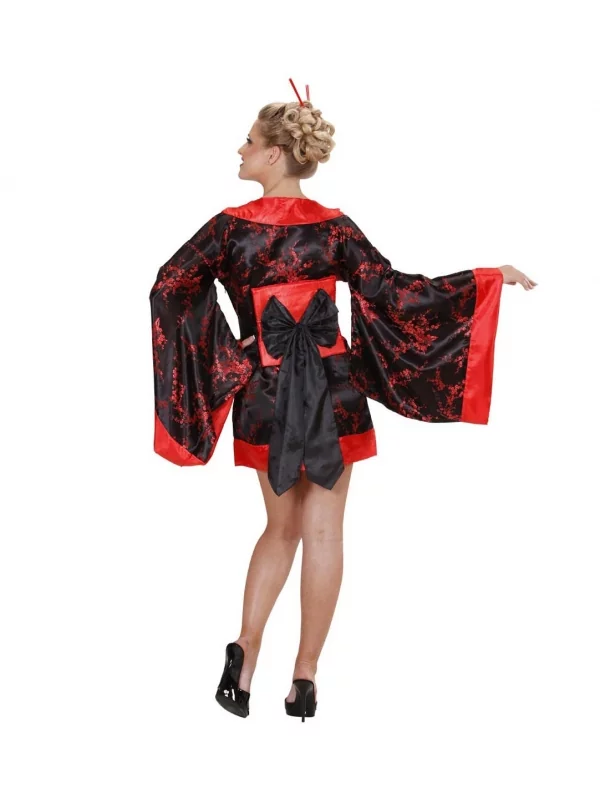 WIDMANN DĂ©guisement Femme, Madame BUTTERFLY, Rouge Et Noir, (kimono, Ceinture Avec Noeud) â Image 2
