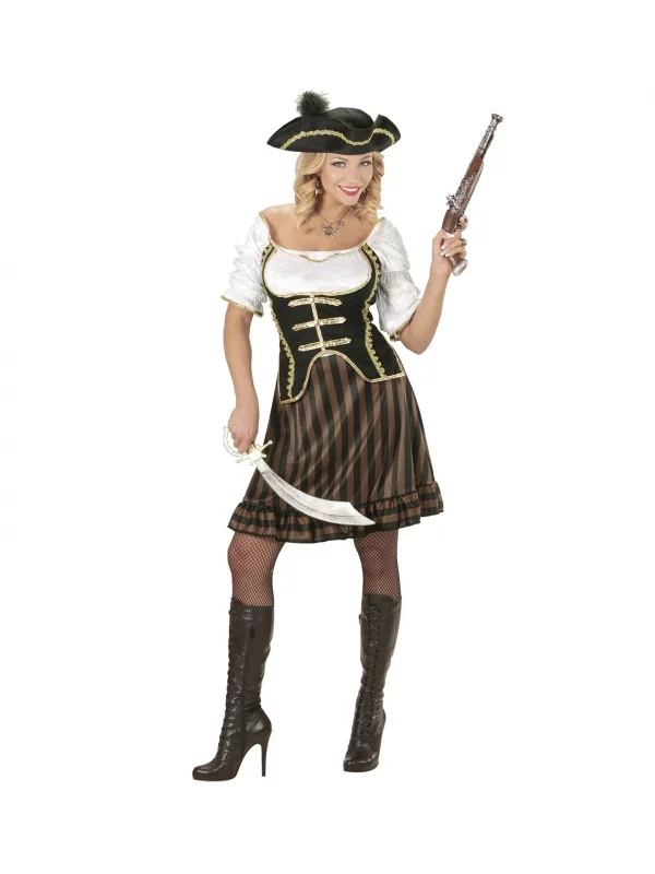 WIDMANN DĂ©guisement Femme Pirate, Capitaine (robe Avec Corset, Chapeau Avec Plumes) â Image 2