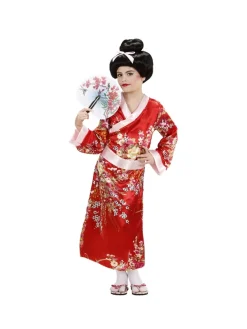WIDMANN Déguisement Geisha Rouge, Fille (kimono Rouge, Ceinture)