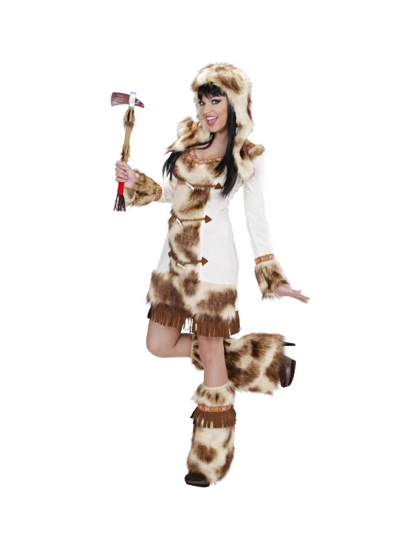 WIDMANN Déguisement Indienne Weeko Blanc Femme (robe, Capuche, Jambières) – Image 2