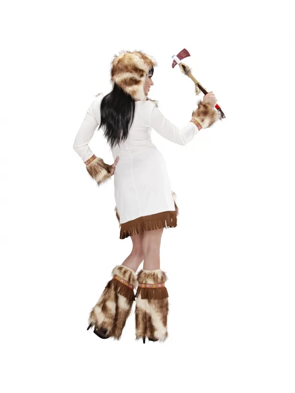 WIDMANN Déguisement Indienne Weeko Blanc Femme (robe, Capuche, Jambières) – Image 3