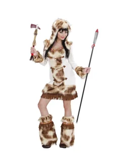 WIDMANN Déguisement Indienne Weeko Blanc Femme (robe, Capuche, Jambières)