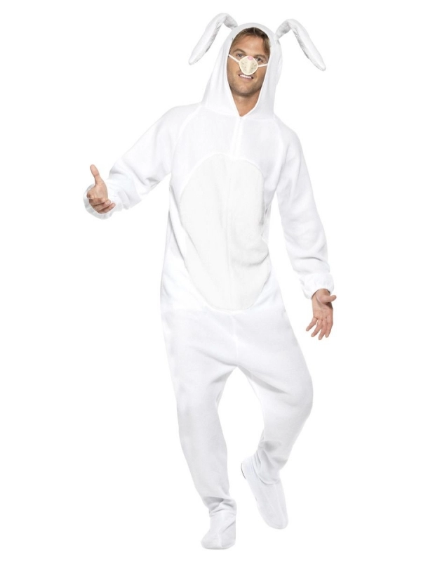 Smiffys DĂ©guisement Lapin Blanc Adulte (combinaison Avec Capuche, Nez) â Image 2