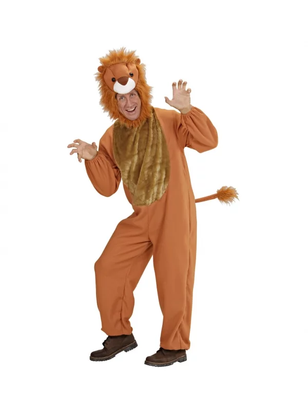 WIDMANN Déguisement Lion Marron, Homme (combinaison, Capuche/masque)
