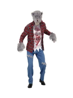 WIDMANN Déguisement Loup-garou Homme, Rouge (chemise Avec T-shirt, Pantalon, Gants, Masque)