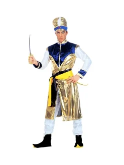 WIDMANN Déguisement Maharajah Homme (veste Longue, Pantalon, Ceinture, Surchaussures, Turban Avec Pierres Précieuses)