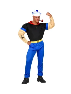 WIDMANN Déguisement Marin Epinard Homme (T-shirt Avec Les Bras Musclés, Pantalon Avec Ceinture, Bob)