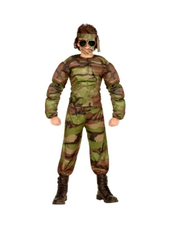 WIDMANN Déguisement Militaire Super Muscle Garçon (t-shirt Muscle, Pantalon, Tour De Tête)