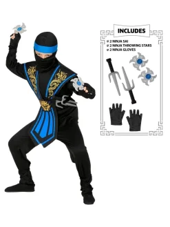 WIDMANN Déguisement Ninja Garçon, Bleu Et Noir Avec Armes