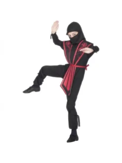 Smiffys Déguisement Ninja Garçon (combinaison Pantalon à Capuche, Veste, Ceinture Et Bandages)