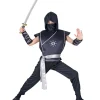 WIDMANN Déguisement Ninja Garçon Noir Et Gris (gilet Avec Armure, Pantalon, Ceinture, Coudières, Cagoule)