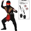 WIDMANN Déguisement Ninja Garçon, Rouge Et Noir Avec Armes