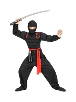 WIDMANN Déguisement Ninja Super Muscles Garçon (chemise à Capuche Musclée, Masque, Pantalon, Ceinture)