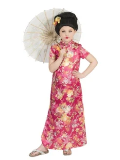 Déguisement Petite Chinoise Rose à Fleurs Du 3 Au 12 Ans