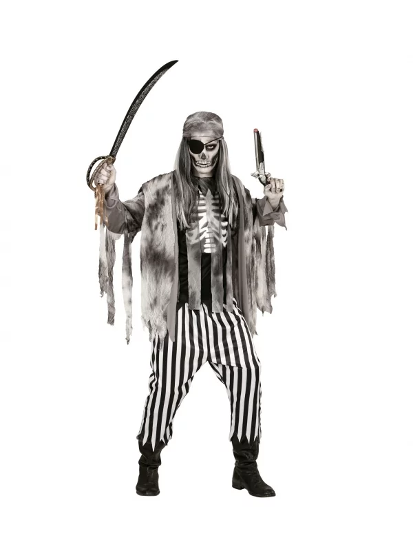 WIDMANN Déguisement Pirate Bateau Fantôme Homme (chemise Avec Squelette Apparent, Veste, Pantalon, Bandana, Cache-oeil) – Image 2
