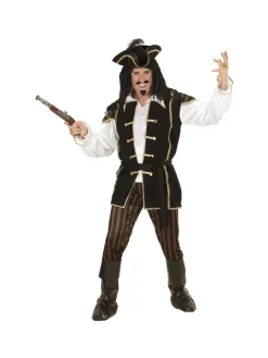 WIDMANN Déguisement Pirate Capitaine Homme (chemise Avec Veston, Pantalon, Ceinture, Chapeau à Plumes, Couvre-bottes)