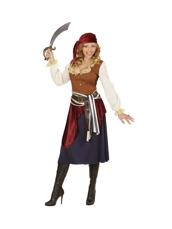 WIDMANN Déguisement Pirate Femme, Boucanière Des Caraïbes (robe, Bandeau, Ceinture, Bandana)
