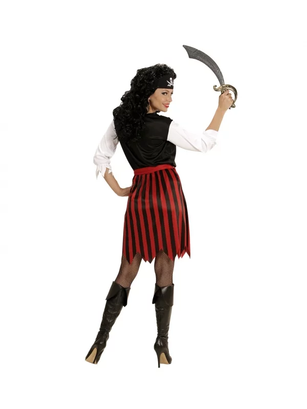 WIDMANN DĂ©guisement Pirate Femme Noir, Rouge Et Blanc (robe Avec Veston, Ceinture, Bandeau) â Image 2